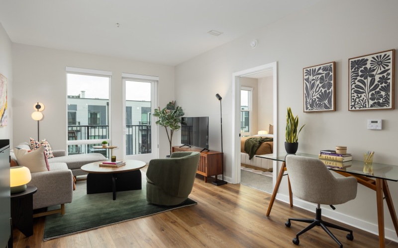 Open space living area with natural lighting